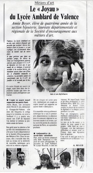 Article de presse — Le Joyau du Lycée Amblard